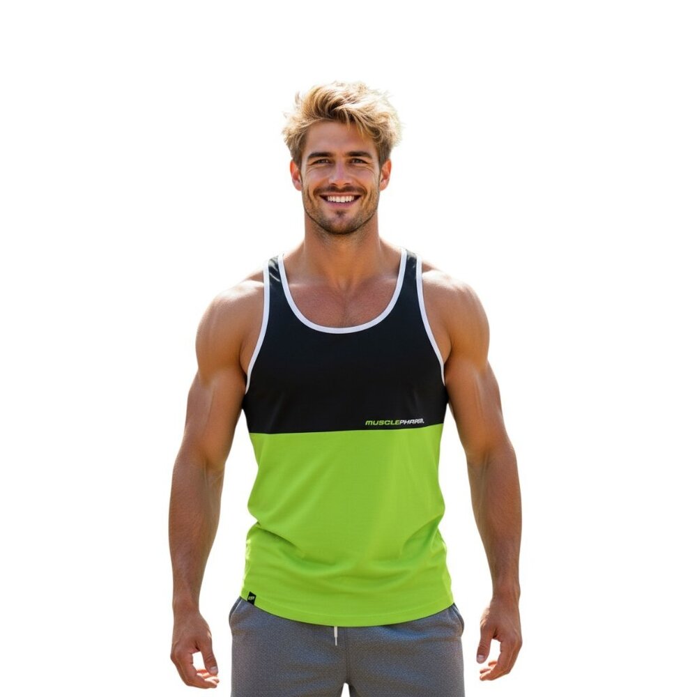 MP Musclepharm Men's Green/Black Fitness Bodybuilding Workout Tank Top Size XL